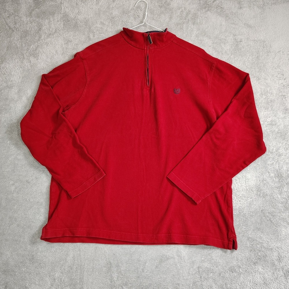Chaps Ralph Lauren Red Pulllover Quarter Zip Sweater Sz. XL Adult Men's Crest‎